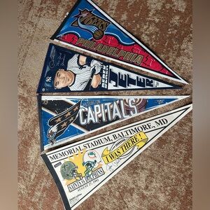 Vintage sports pennants Memorial Stadium Washington Capitols New York Yankees